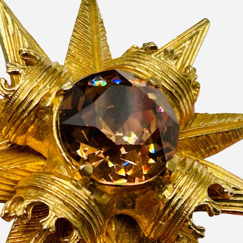 Vintage Benedikt NY Star & Crown Brooch Pendant